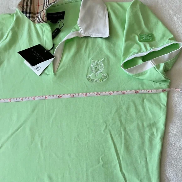 New Burberry Golf Neon Green  Short sleeve collar shirt - Picture 10 of 15